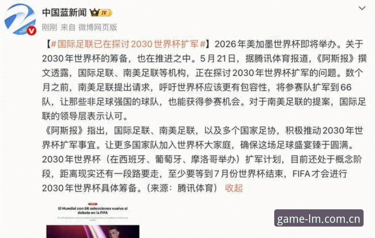 LM体育手机版对比 66队vs48队:2030年世界杯扩军计划与中国男足的机遇全面对比